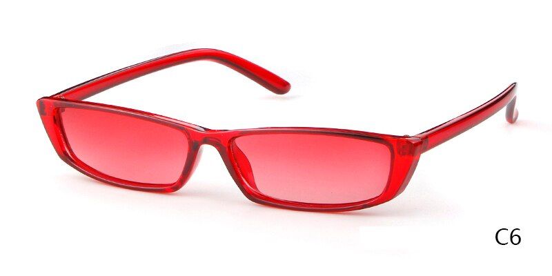 C6STORY 2018 Brand Vintage Small Rectangle Sunglasses Women Italy Designer Narrow Frame Sun Glasses Femal Black Cateye Eyewear
