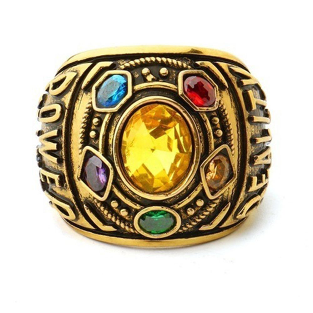 Cool Men Infinity War Thanos Band Colorful Jewelry Power Mind Soul Letters Ring