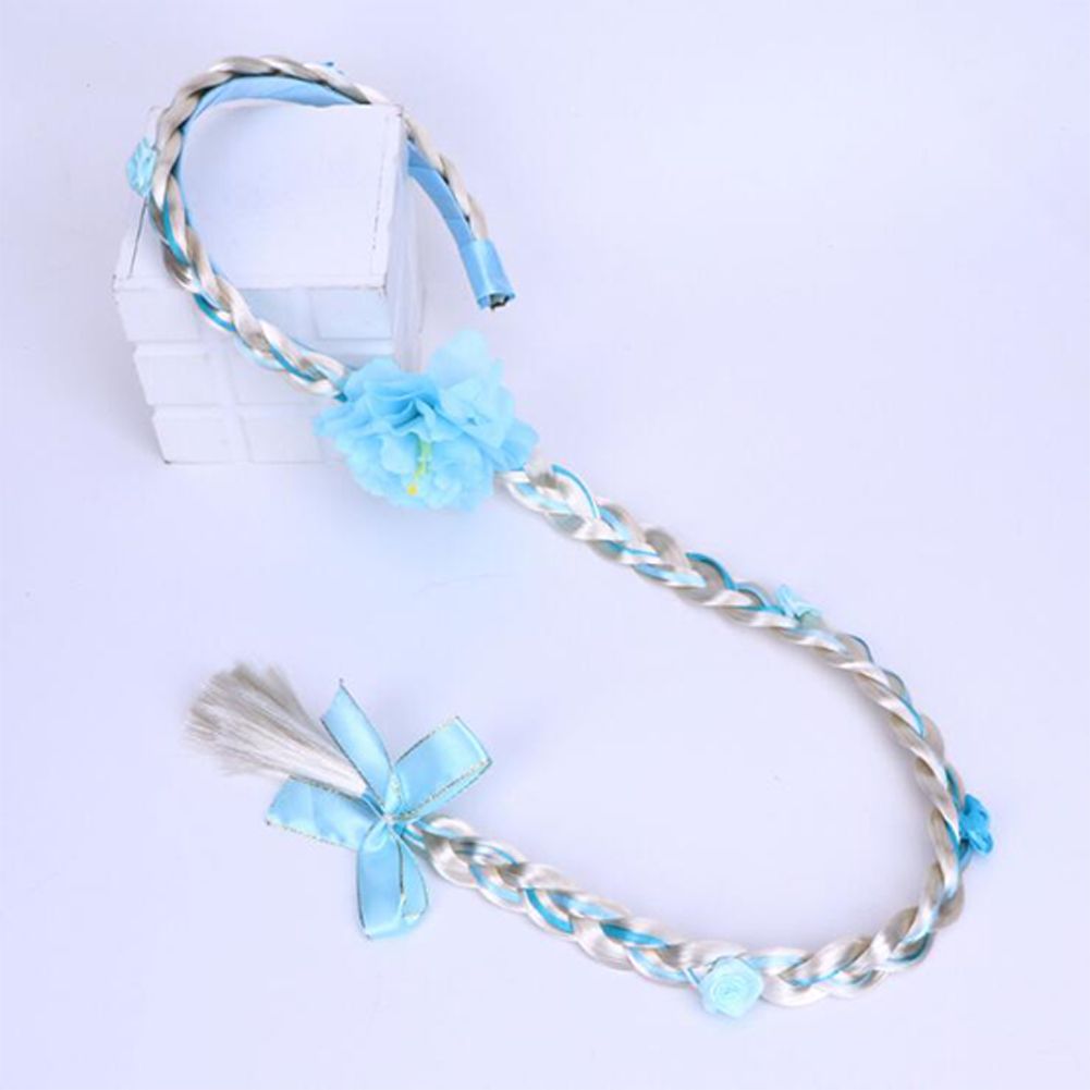Kid irl Hair Band Braid Wig Bowknot Flower Princess Cosplay Party Stage Costume Hair Ornament