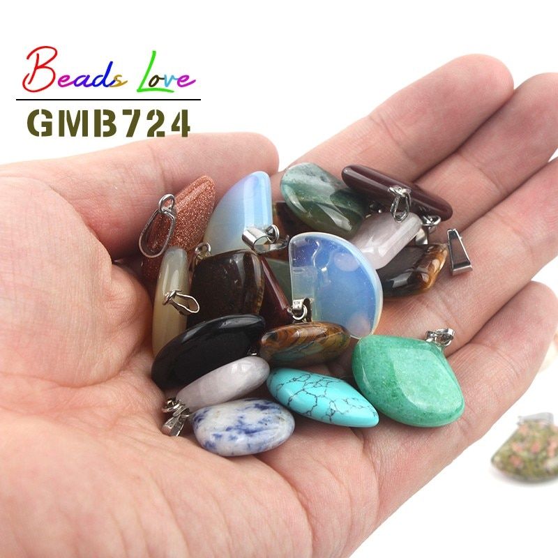 Wholesale 10pcs Mixed Natural Stone Pendant Love Heart Star Charms Pendants for Jewelry Making Diy Bracelet Necklace Accessories