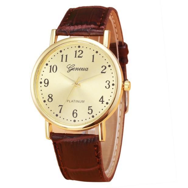 Woman Mens Retro Design Leather Band Analog Alloy Quartz Wrist Watch BK