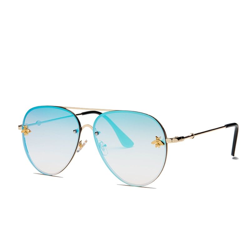 LC03-7Luxury Bee 2021 Pilot Sunglasses Women Fashion Shades Metal Frame Vintage Brand Glasses Men Designer Male Female