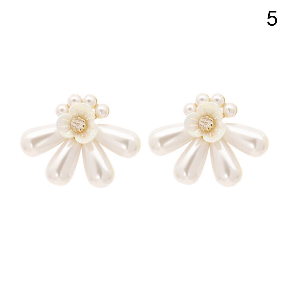Fashion Women Faux Pearl Bow Flower Heart Ear Stud Star Earrings Jewelry Gift