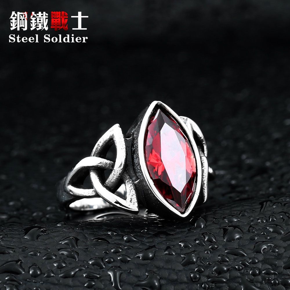 steel soldier film style men thor ring with blue stone fashion  316l stainless steel jewelry