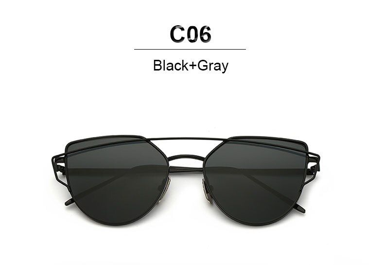 Black Gray2018 Cat Eye Luxury Women Sunglasses Brand Design High Quality Flat Lens Vintage Shades Female Cateye Mirror Lady Sun Glasses