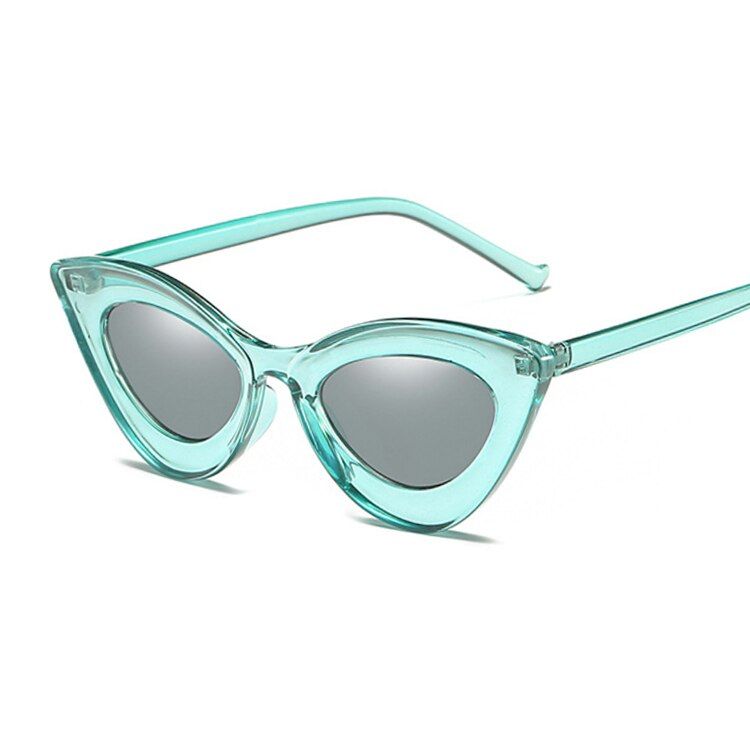 Green GrayWomen Oversized Cat Eye Sunglasses Retro Cool Triangle Sunglass Female Fashion Ocean Film Cateyes Sun Glasses UV400