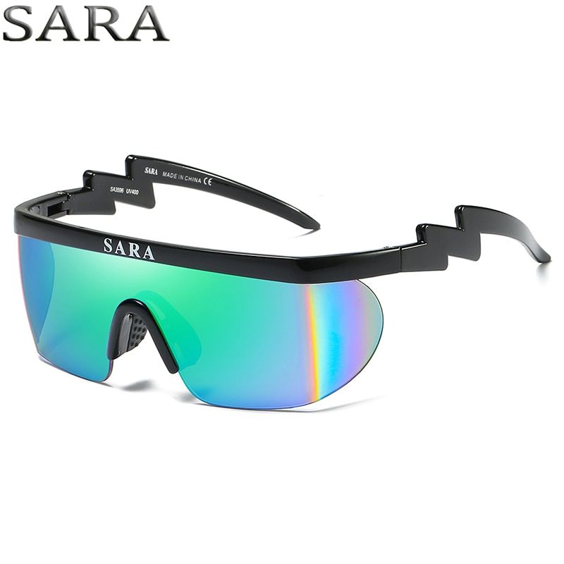 C1With LogoSARA Outdoor Sports Windproof Sunglasses Man Reflective Coating Mirror Glasses Big Surround Eyewear With Non-Slip Nose Goggle CE