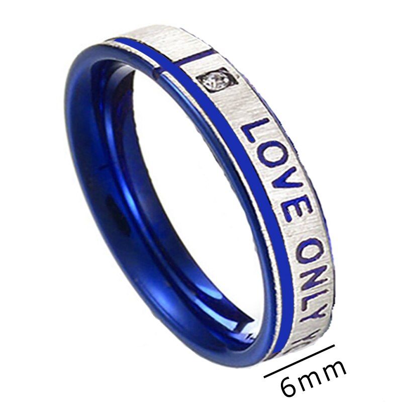 Blue Color Stainless Steel CZ Stone Love Only You Couple Rings Couples Lovers Fashion Promise Rings For Men Women Wholesale