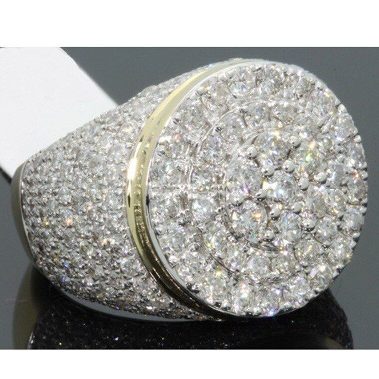 Big Hip Hop Rhinestone Men Iced Out Bling Square Ring Silver Color Pave Setting CZ Wedding Engagement Rings Top Quality Unisex