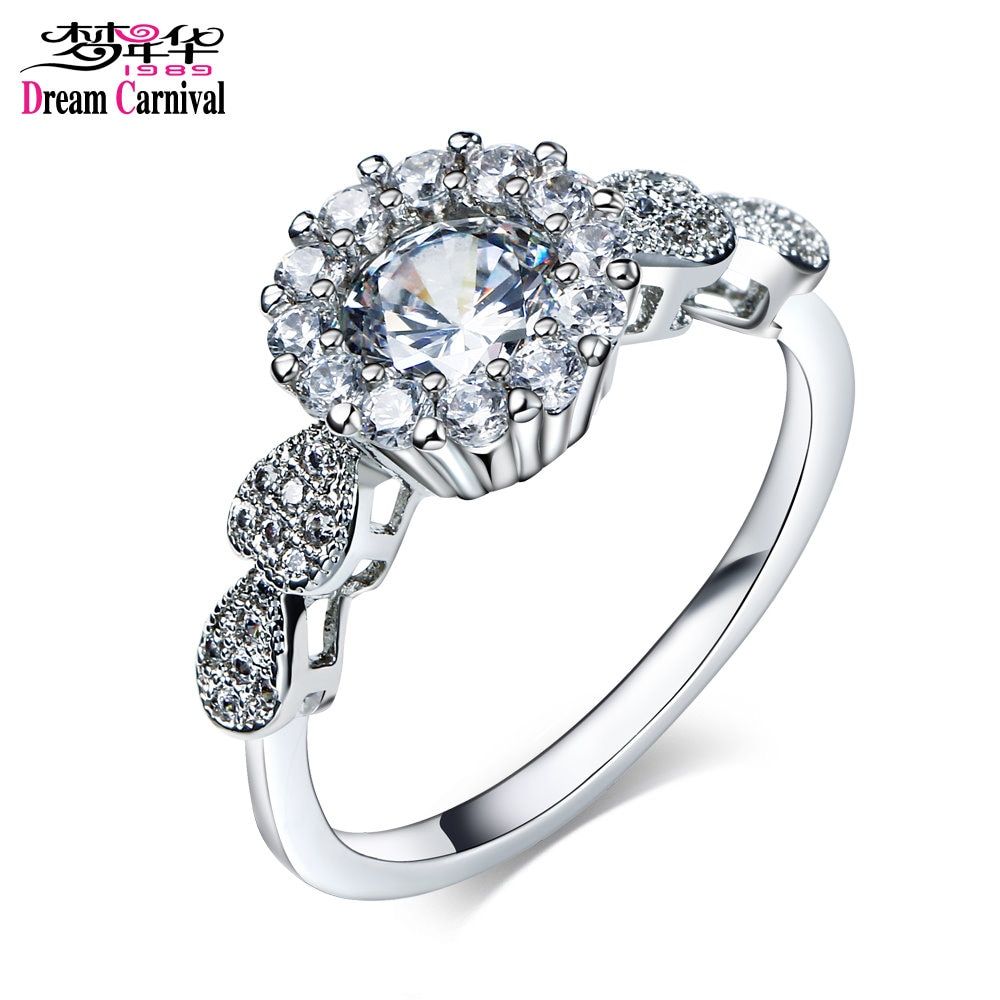 DreamCarnival 1989 Petite Rings Engagement Wedding Jewelry Clear white AAA Cubic zircon Free shipment Rings for women SJ24580
