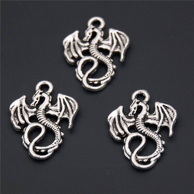 40pcs Silver Color Dragon Charms Pendant Cute Jewelry DIY Handmade A2347(null)