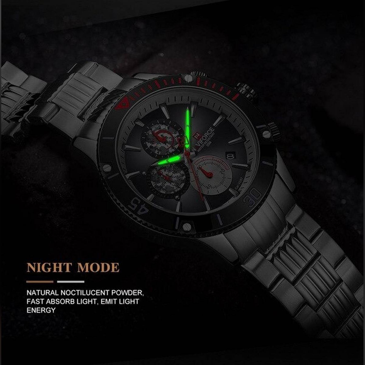 NAVIFORCE 9173 Watch Men Stainless Steel Sport Watches with box
