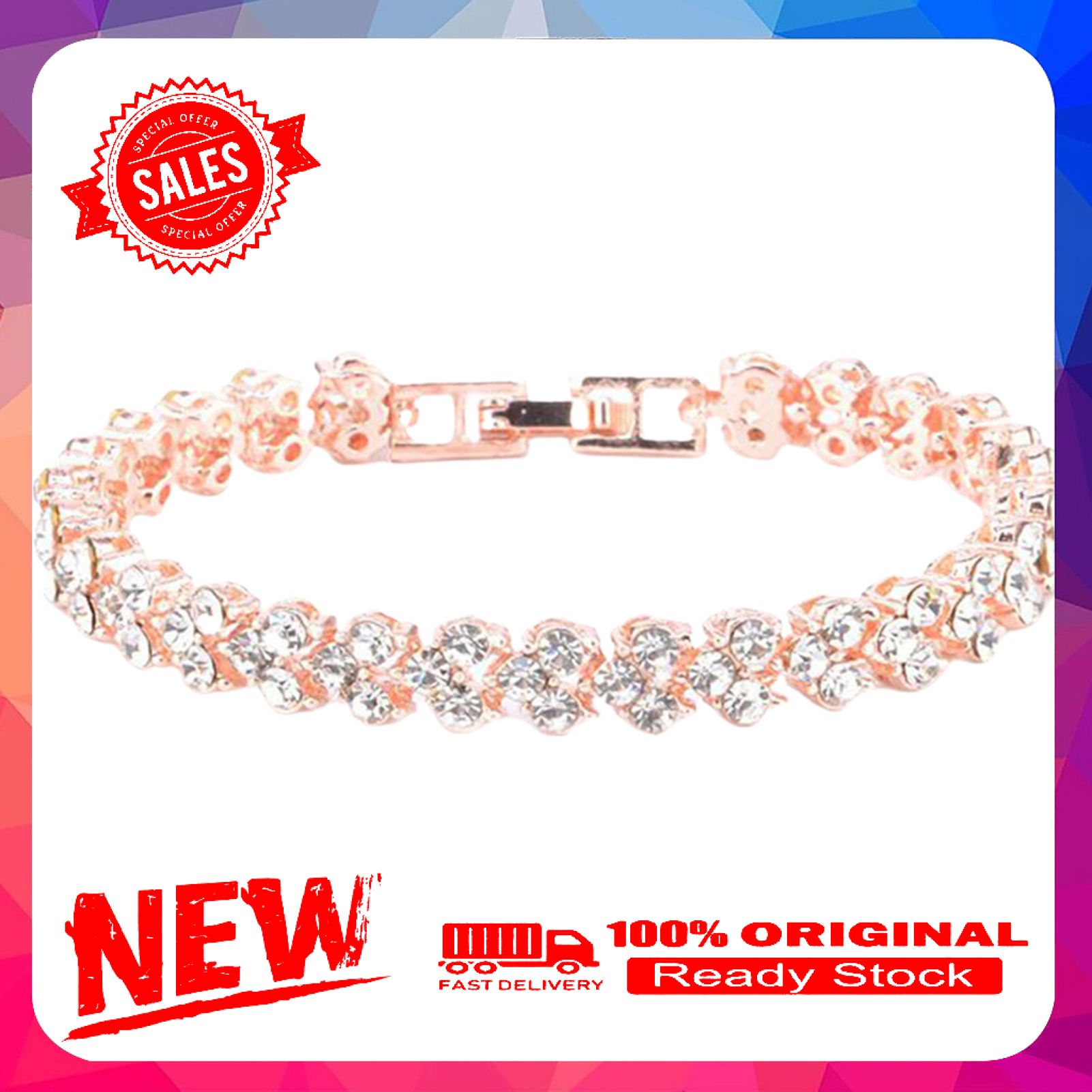 Chain Cubic Elegant Woman Zircon Rhinestone Inlaid Bangle for Daily Wear
