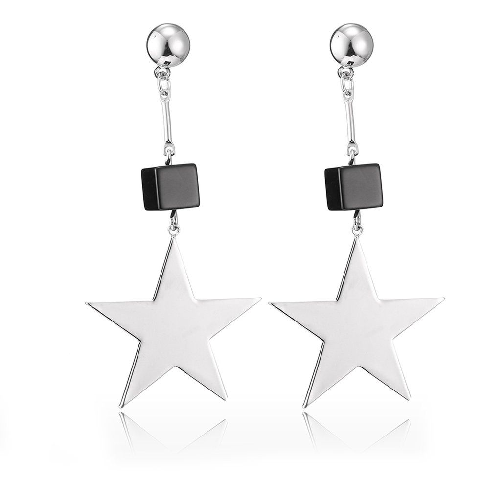 A Pair Of Women Five Pointed Star Shape EarStud Earrings Agate Copper Earrings