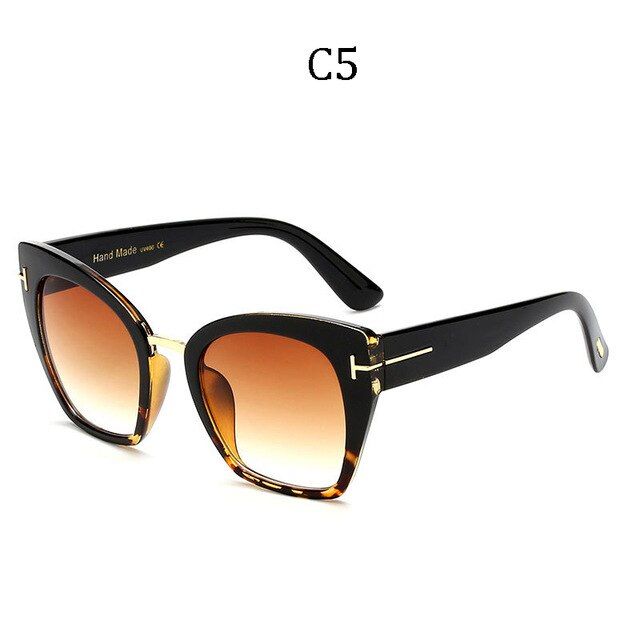 C5Hot Oversized Women Sun Glasses luxury Brand designer Cat eye Gradient women sunglasses Square Flat mirror Vintage male Female
