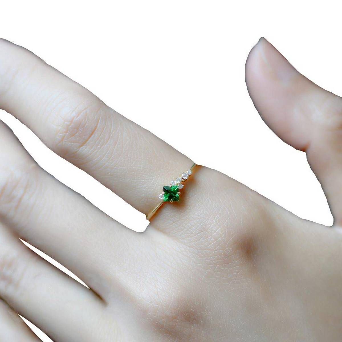 Women Faux Emerald Inlaid Ring Jewelry
