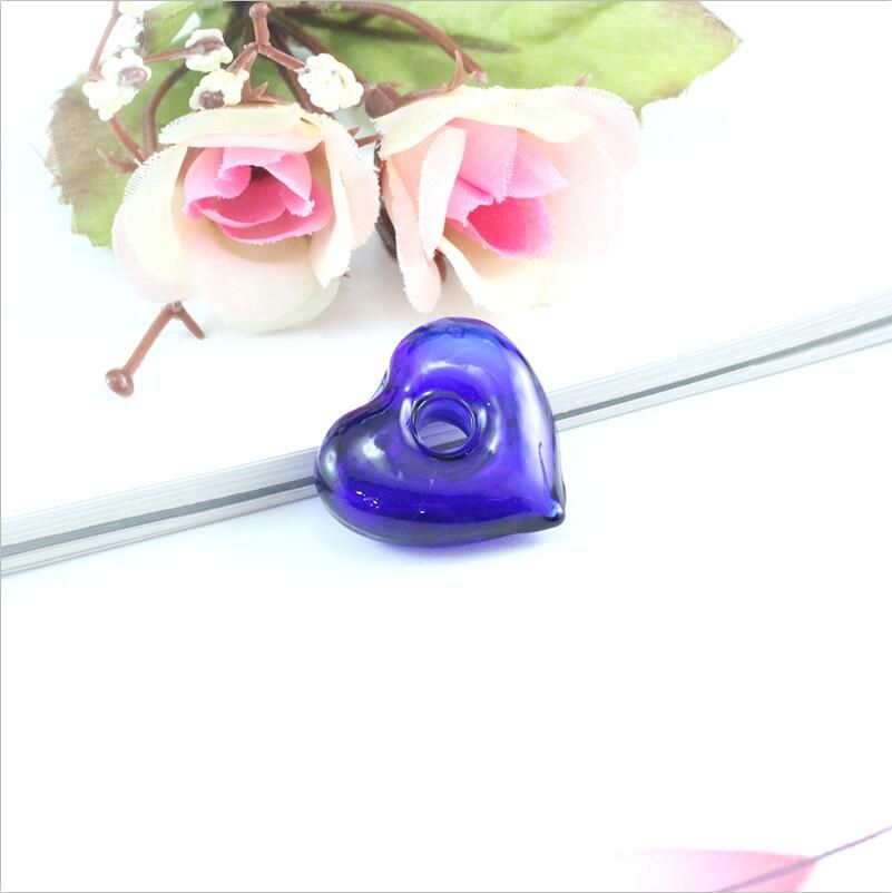 2PCS 25X22MM Cute Murano Glass Essential Oil Heart with Diffuser Holes Essential Oil Aromatherapy Bottle glass Pendant