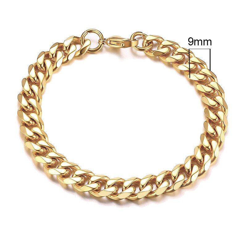 Modyle Chunky Miami Curb Chain Bracelet for Men Stainless Steel Cuban Link Chain Wristband Classic Punk Heavy Male Jewelry