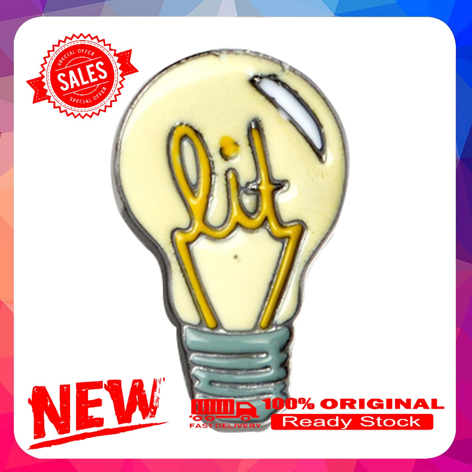 Pins Cute Cartoon Design Bulb Shape Premium Handmade Enamel Lapel Pin for Wedding
