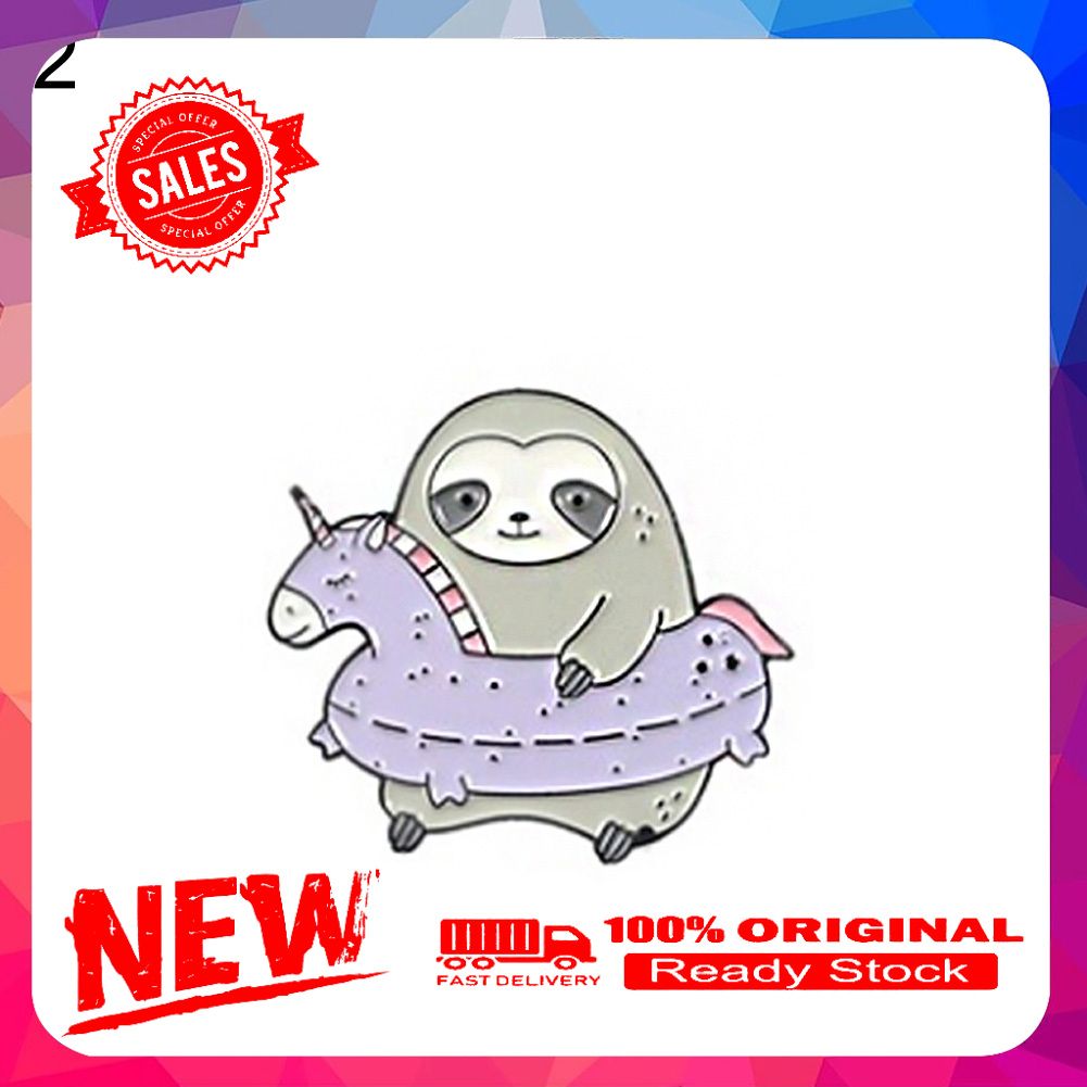 Lovely Cartoon Sloth Eating Watermelon Unisex Enamel Lapel Badge Brooch Pin