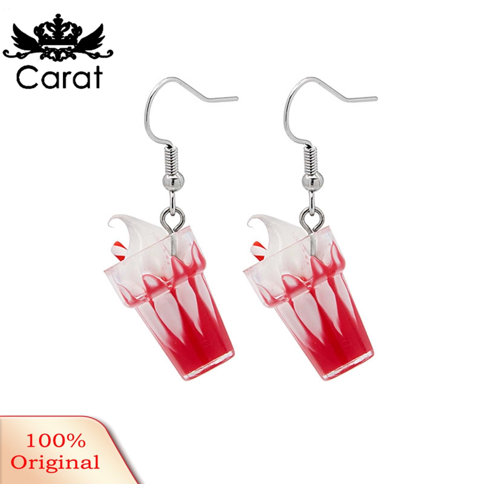 Carat 1 Pair Dangle Earrings Ice Cream Cup Decoration Jewelry Korean Style Delicate Hook Earrings for Daily Wear