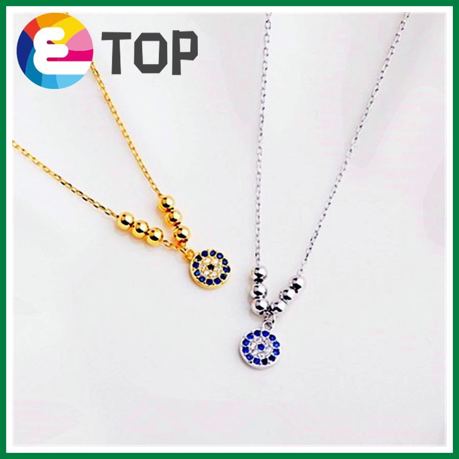 Simple Temperament Devil'S Eye Necklace Female Korean Exquisite Turkish Blue Eyes With Beads Pendant Collarbone Necklace