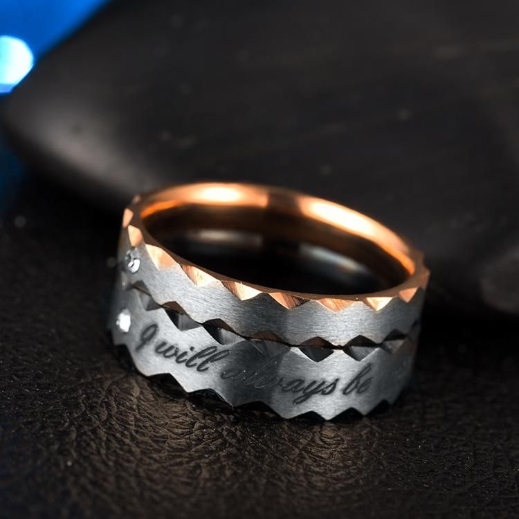 Christmas Gift Black Titanium Ring Men Titanium Steel Ring with Zircon