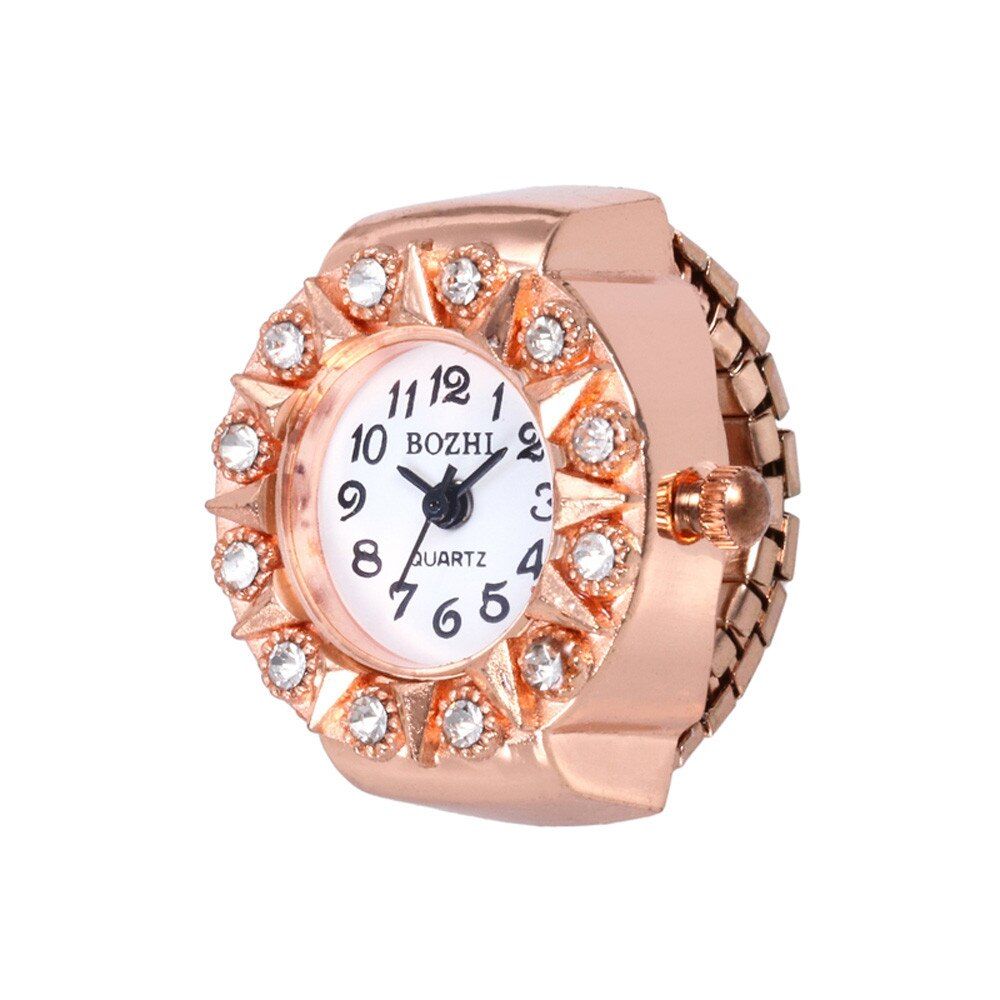 Luxury Rhinestone Quartz Watch Creative Steel Cool Elastic Finger Ring Watch Waterproof Mini Alloy Vintage Gift