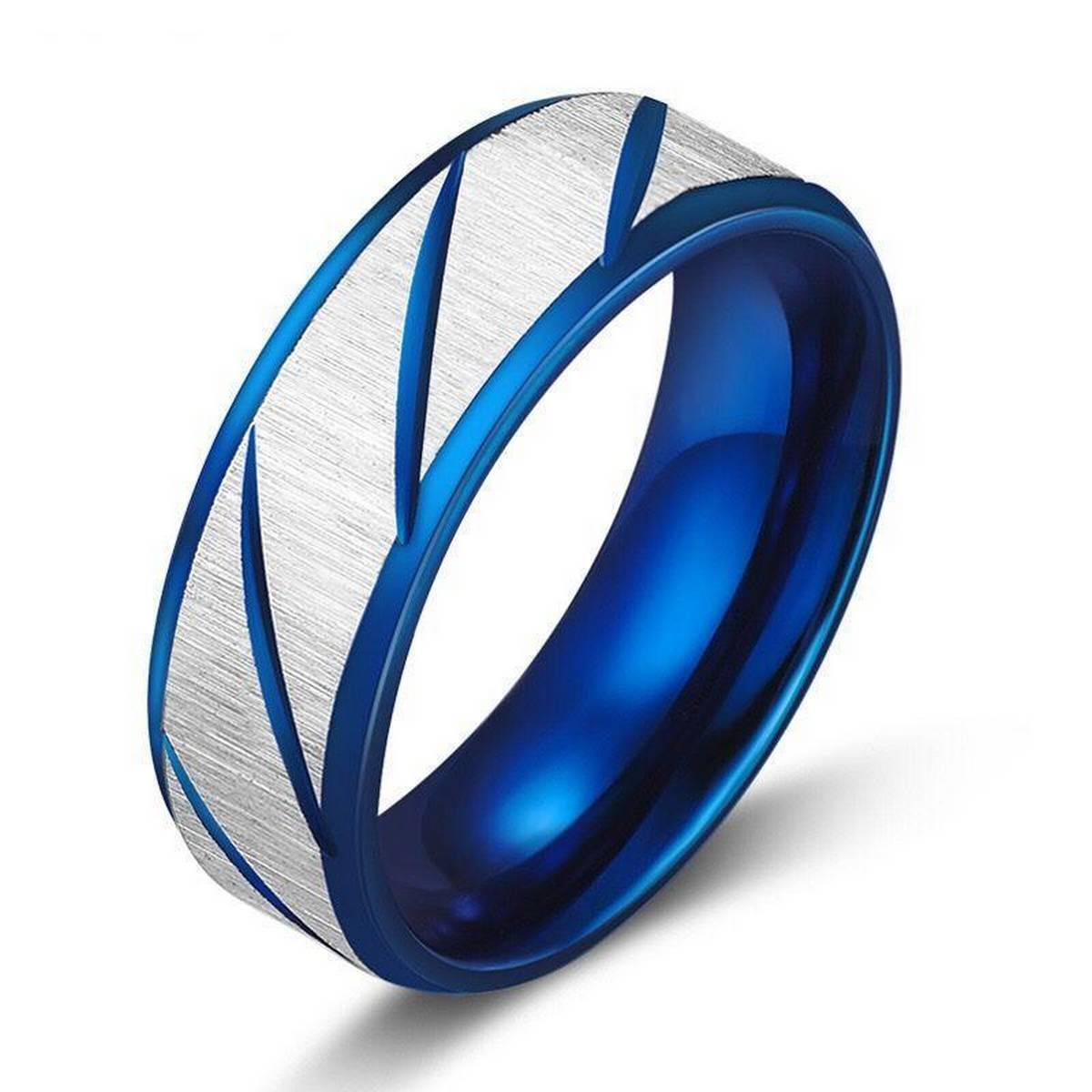 Blue and Silver Stainless Steel Finger Ring men / women