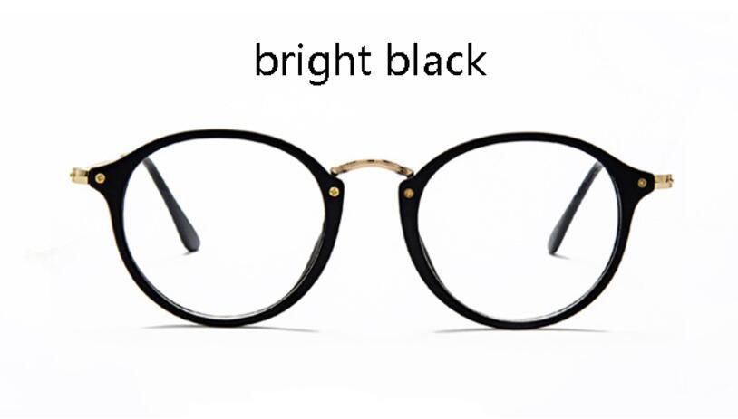 bright blackClassic Transparent Round Glasses Women Spectacle Frames Men Leopard Eyeglasses Frame Women Vintage Blue Light Glasses Clear Len