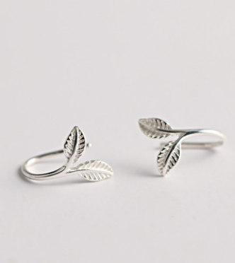 925 Sterling Silver Earrings Stylish Accessories Silver Leaf Ear Drop Lovely Earring Gift - 925 Silver