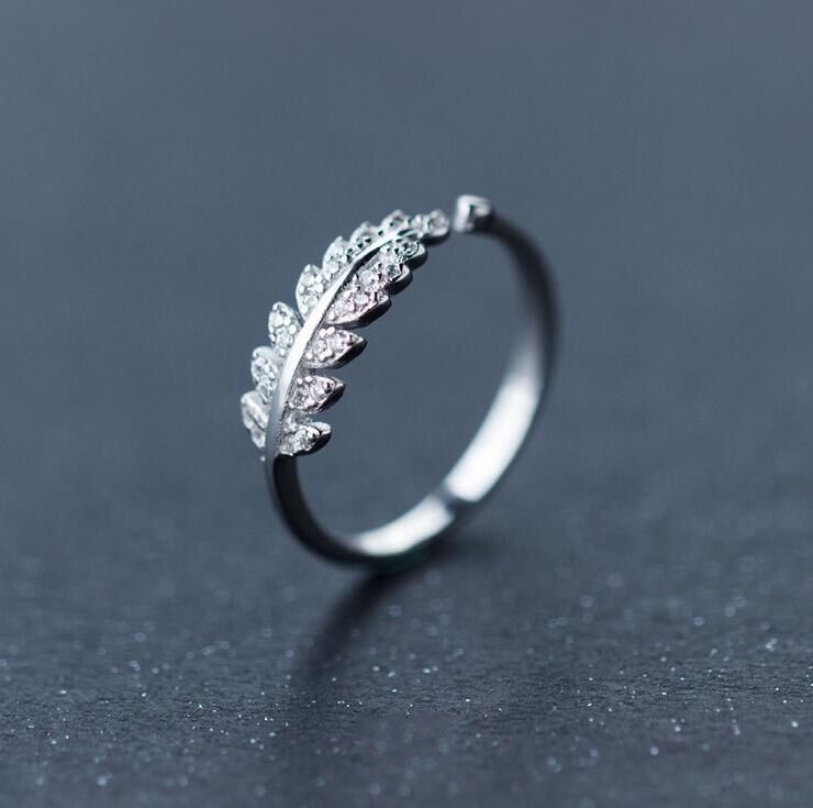 Jisensp Woman Jewelry Fashion Simple Open Design Leaf Ring Double Ball Round Rings Female CZ Star Moon Ringen anillos mujer