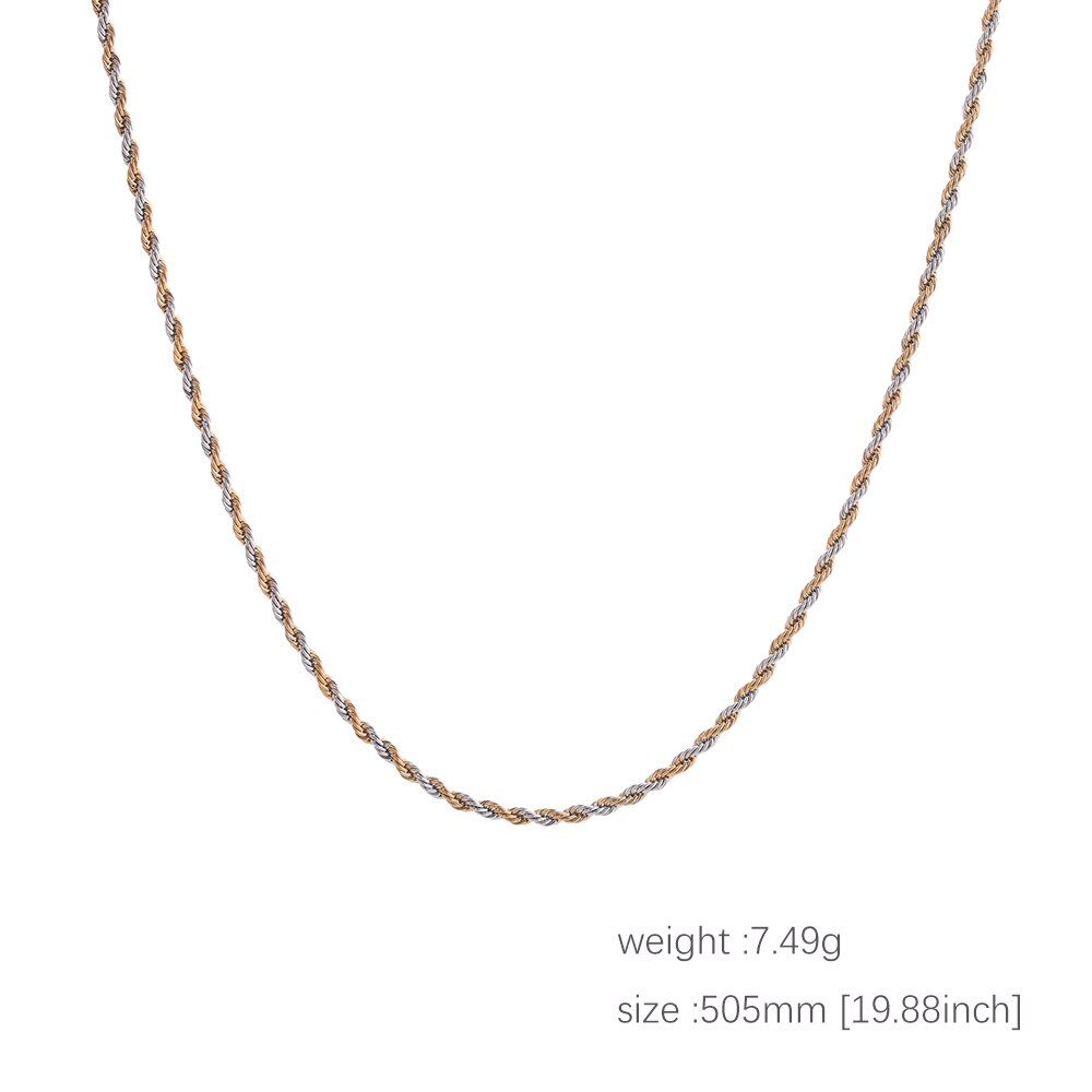 Skyrim Fashion Silvery Gold Color Necklace Chains Men Women Stainless Steel Twist Cross Heart Beaded Chain Choker Accessories
