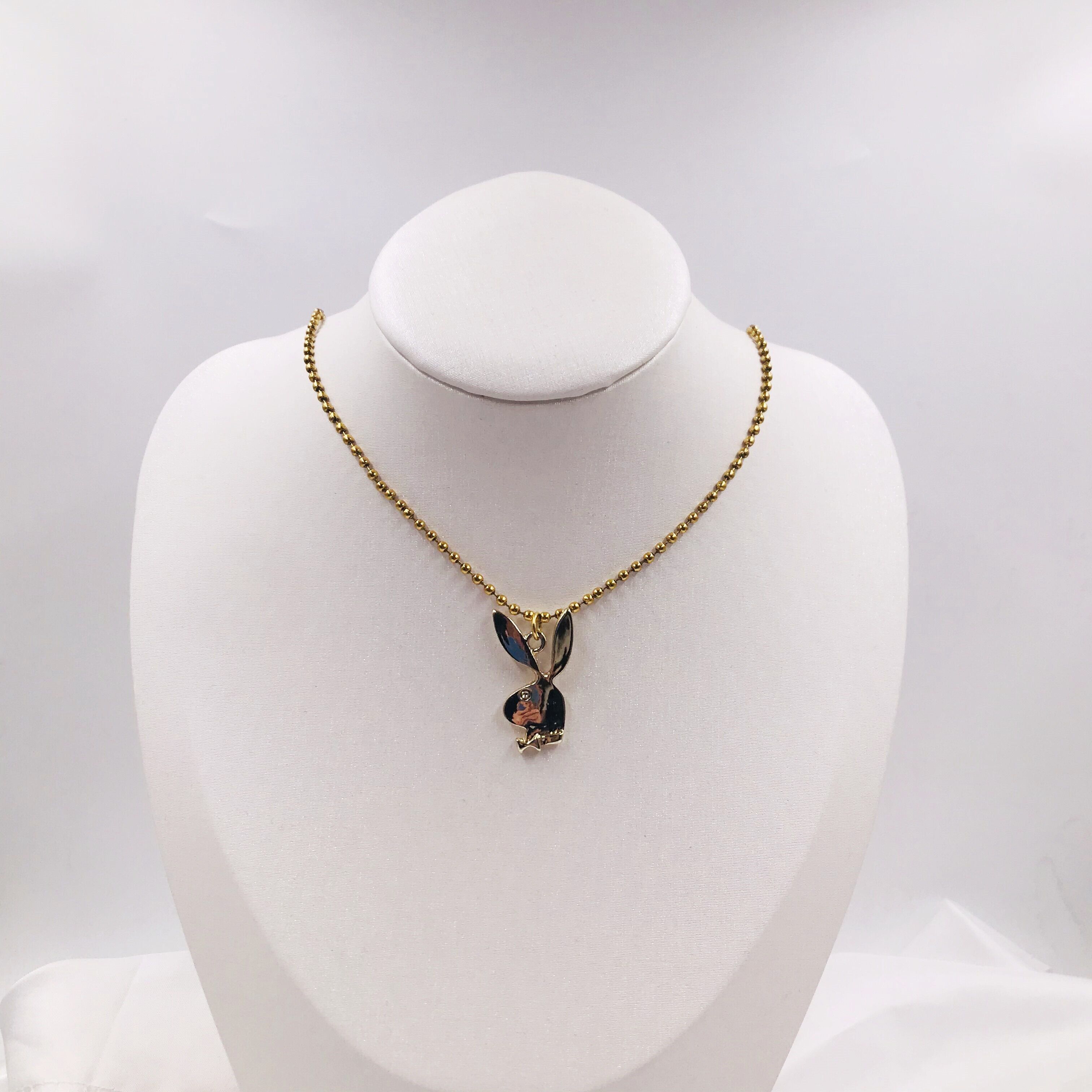 2020 Women Fashion Cute Sub Gold Bright Gold Long Ear Bunny Pendant Necklaces Charm Playboy Necklace Party Jewelry Collier Femme