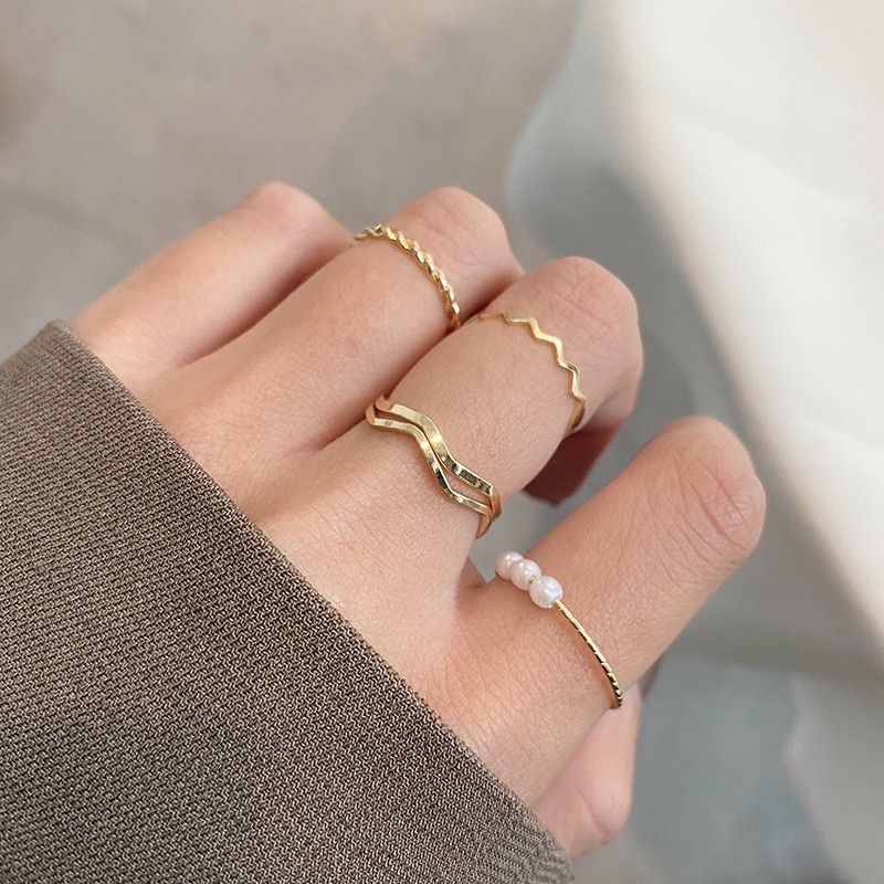 Simple Open Rings for women Gold Color Fashion Korean Street Girl Wedding Rings Adjustable Finger Jewelry Jewelry Gifts(null)