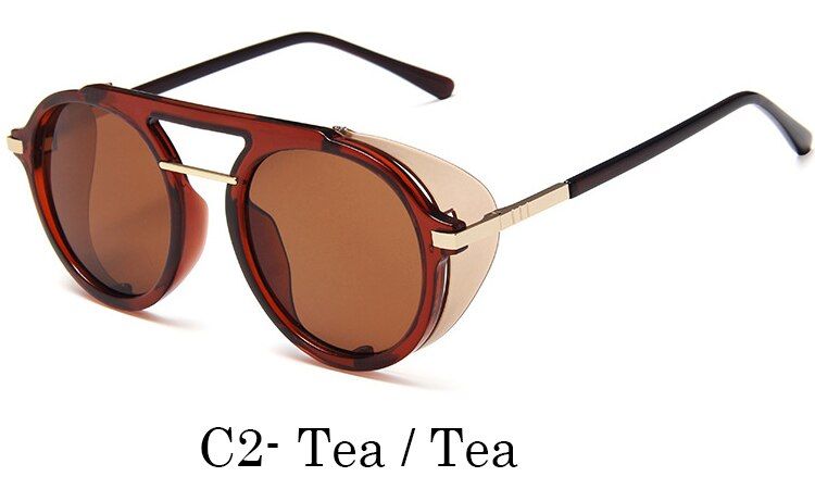 C2LVVKEE 2020 Brand Design Punk Sunglasses Men Round Steampunk Circle Sun Glasses For Women Retro Shades Eyewear UV400 Oculos