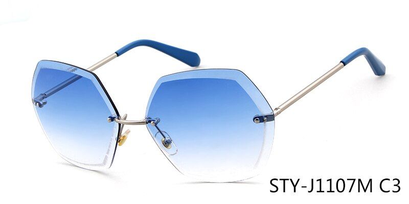 C3Long Keeper Luxury Rimless Sunglasses Women Brand Design Transparent Gradient Retro Female Sunglass Ladies Sun Glasse 2018