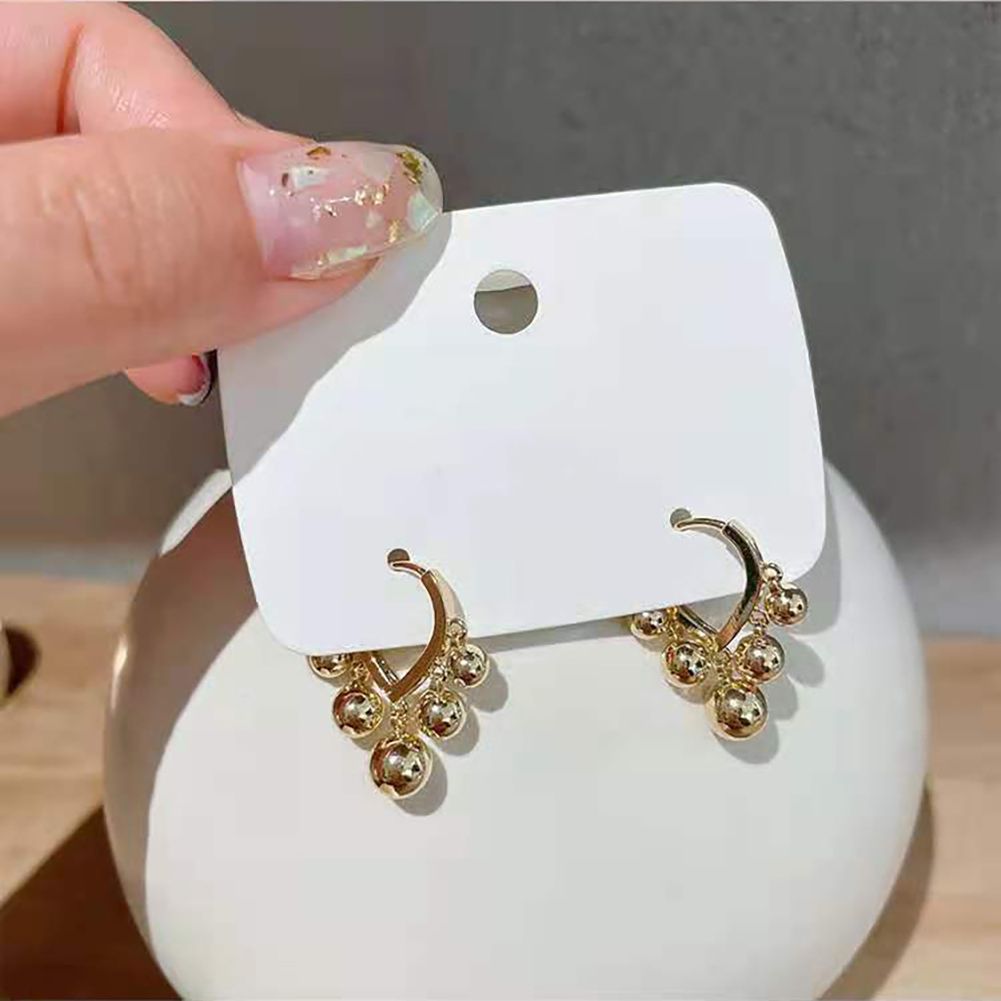 Fashion Metal Round Ball Earrings Ear Buckle French Style Simple Jewelry Accessories