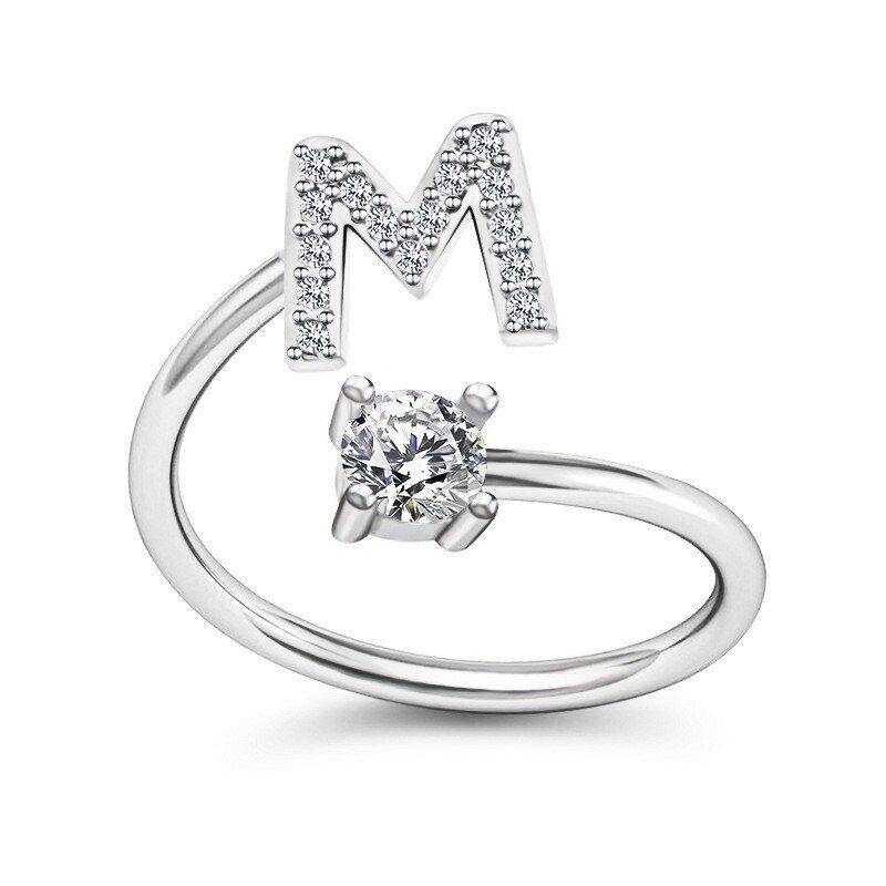 A-Z letters ring for women zircon open rings Initials Name Alphabet Party adjustable rings for girlfriend gift fashion jewelry