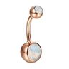 Dual Round Faux Opal Barbell Navel Ring Party Women's Body Piercing Jewelry