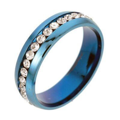 Women Men Blue Gold Silver Color Couple Rings Female Wedding Valentine's Day Jewelry Gifts Trendy Titanium Steel Crystal Ring