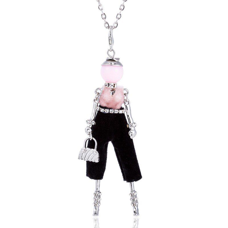 Bohopan Women Jewelry Necklace Shine Rhinestone Doll Pendants Neck Chain  Elegant collier femme Bijoux(null)