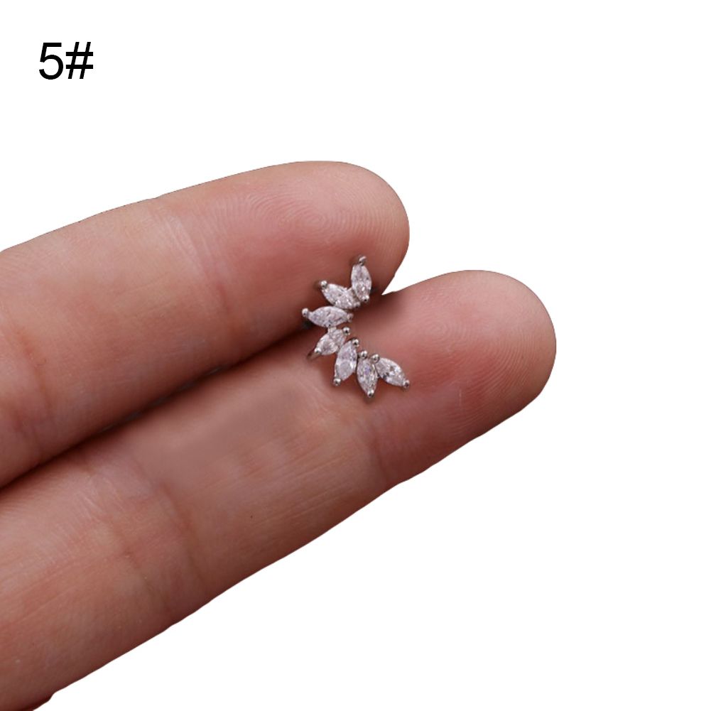 1Pc Lady Cubic Zirconia Inlaid Star Moon Ear Stud Earring Piercing Helix Jewelry