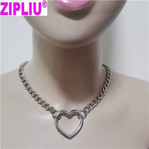 Women Fashion Sexy Harajuku Handmade sweet heart link Chain necklace punk Choker Collar belt torques club party