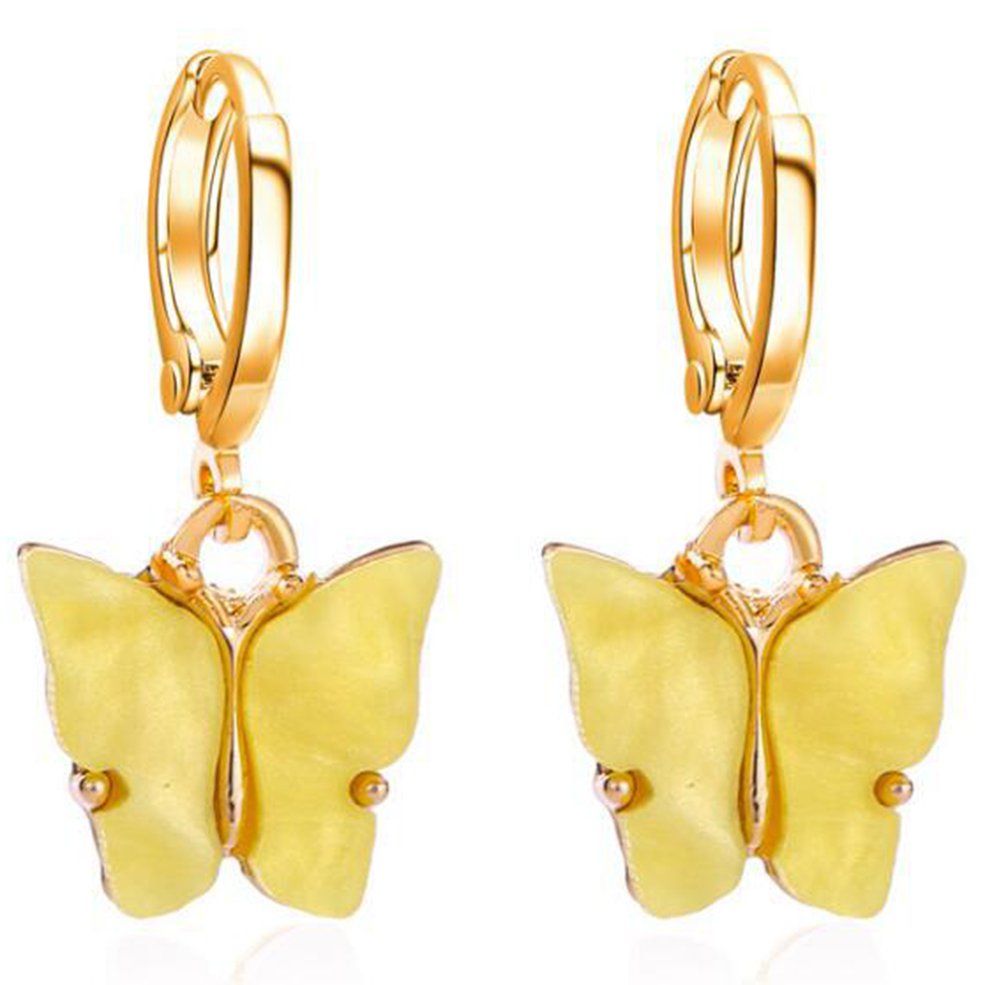 Plating Metal Earrings fashion colorful acrylic erfly earrings small fresh sweet colorful earrings