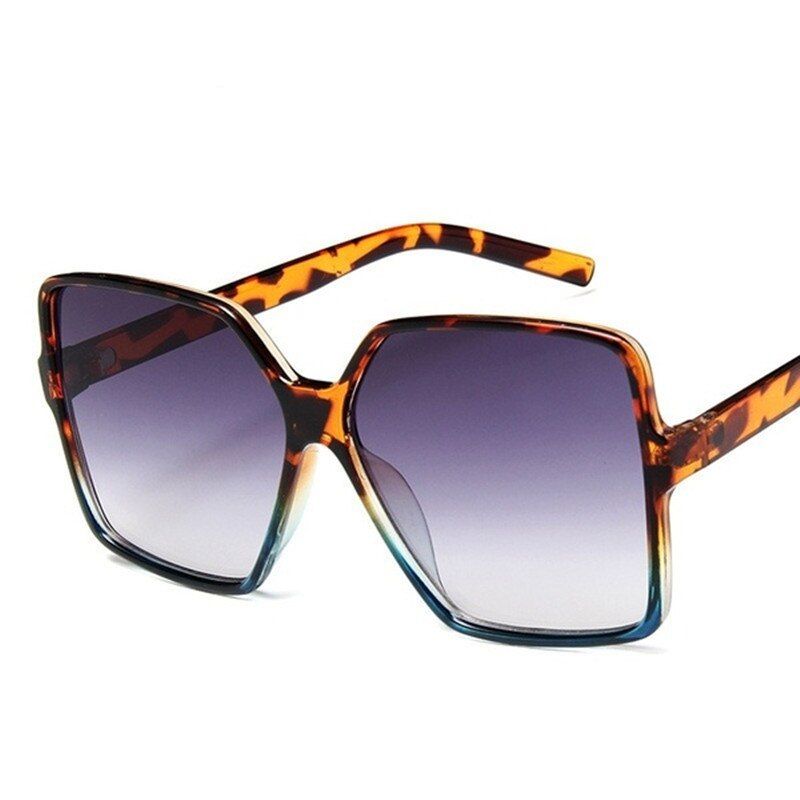 Leopard Blue2020 Elegant Retro Big Square Women Sun Glasses Men Oversized Female Sunglasses Gradient Brand Designer Outdoor Punk Eyewear