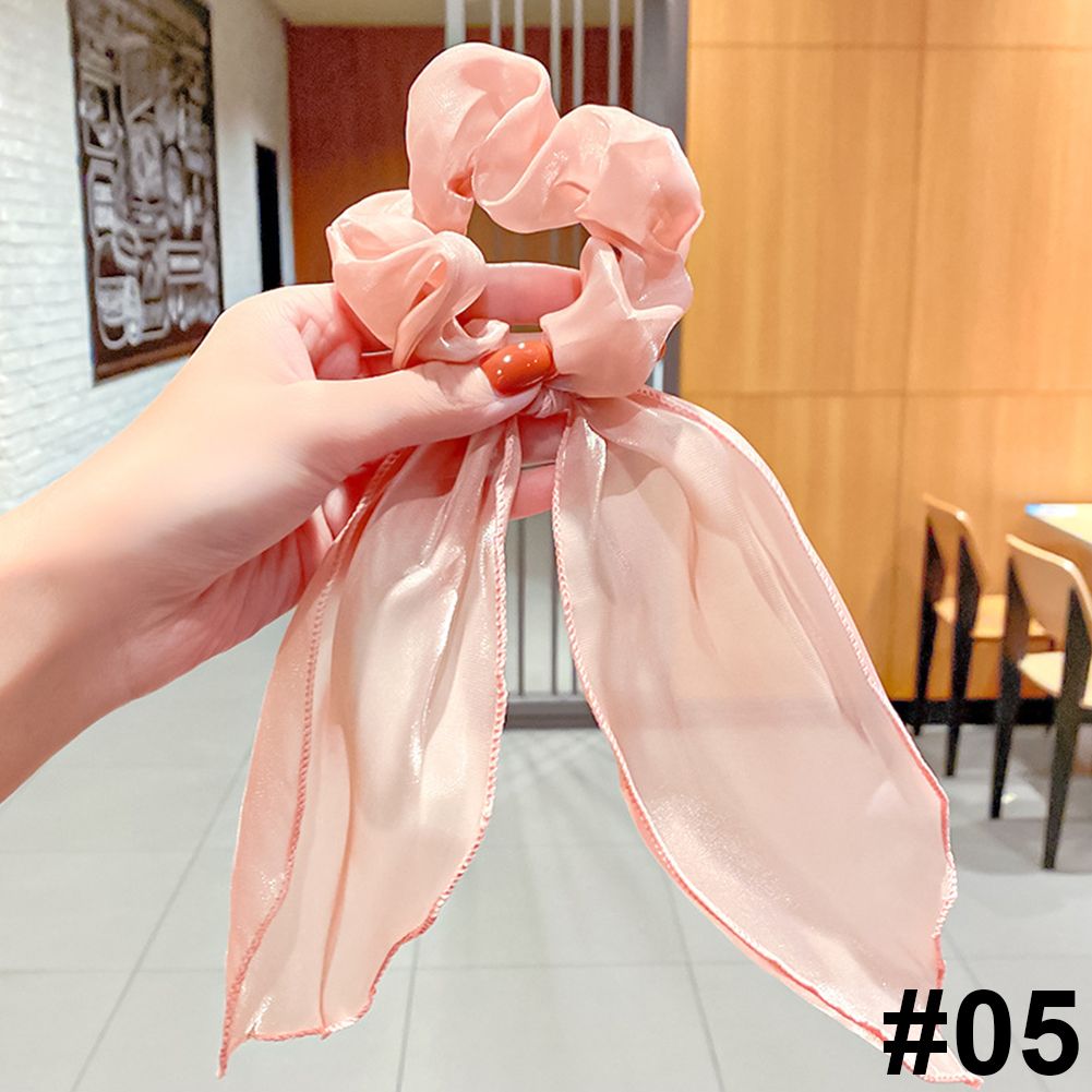 Girl Pearl Ribbon Loop Chiffon Loop Hair Highly Elastic Headband Hair Accessories