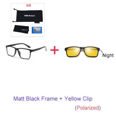 1Frame Yellow ClipTWO Oclock Magnetic Sunglasses Men Polarized Women Clip On Glasses Square Optic Myopia Spectacle Frames 6 In Eyeglass A2202