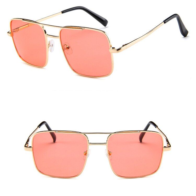 ATGD005-2Psacss Vintage Square Sunglasses Women Men Gradient Brand Designer Metal Mirror Glasses Women's Sunglass Lunette De Soleil Femme