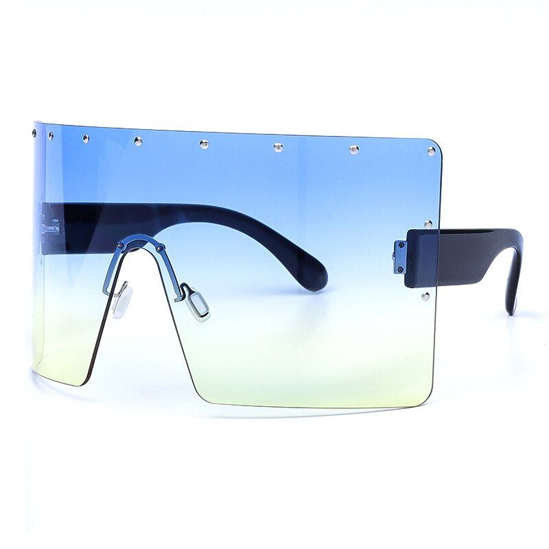 Pink2019 Oversized Women Gradient Sunglasses Luxulry Brand Crystal Blue Purple Rimless Square Female Sun Glasses Shades UV400